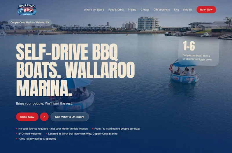 Wallaroo BBQ Boats booking website